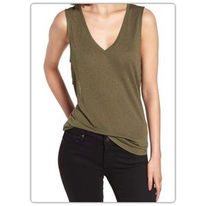 Trouvé Open Back Tank in Olive Green